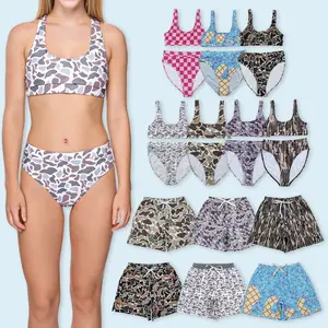 Camo print kids boy family summer swim trunks family swimwear two pieces bikini set soft breathable swimsuit