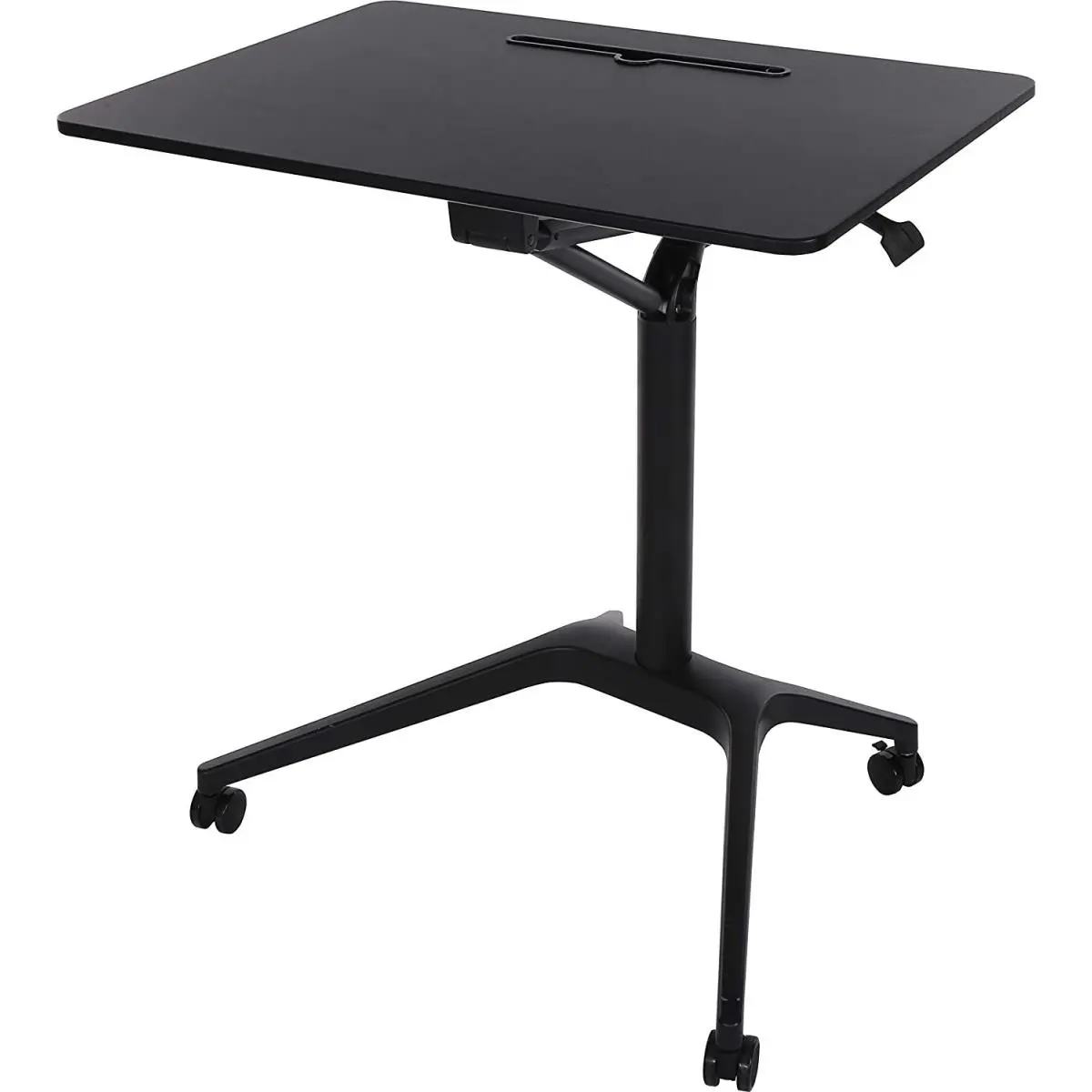 212 MAIN 28x20" Pneumatic Mobile Height-Adjustable Desk - Black MDF Top, Compact Ergonomic Caster Workstation, 38 lbs Adjustable Multi-Function Desk for Classroom, Work From Home Setup