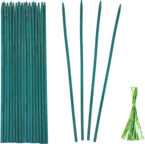 Green Bamboo Plant Stakes, Plant Sticks Support for Indoor and Outdoor Plants, Garden Wood Sturdy Bamboo Sticks, Floral Plant Support Stakes for Garden Plants 25 Pack（15 Inches）