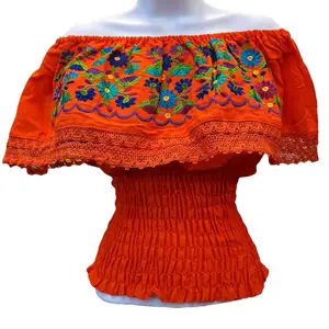Floral Garden Off the shoulder mexican top Cotton Blouse