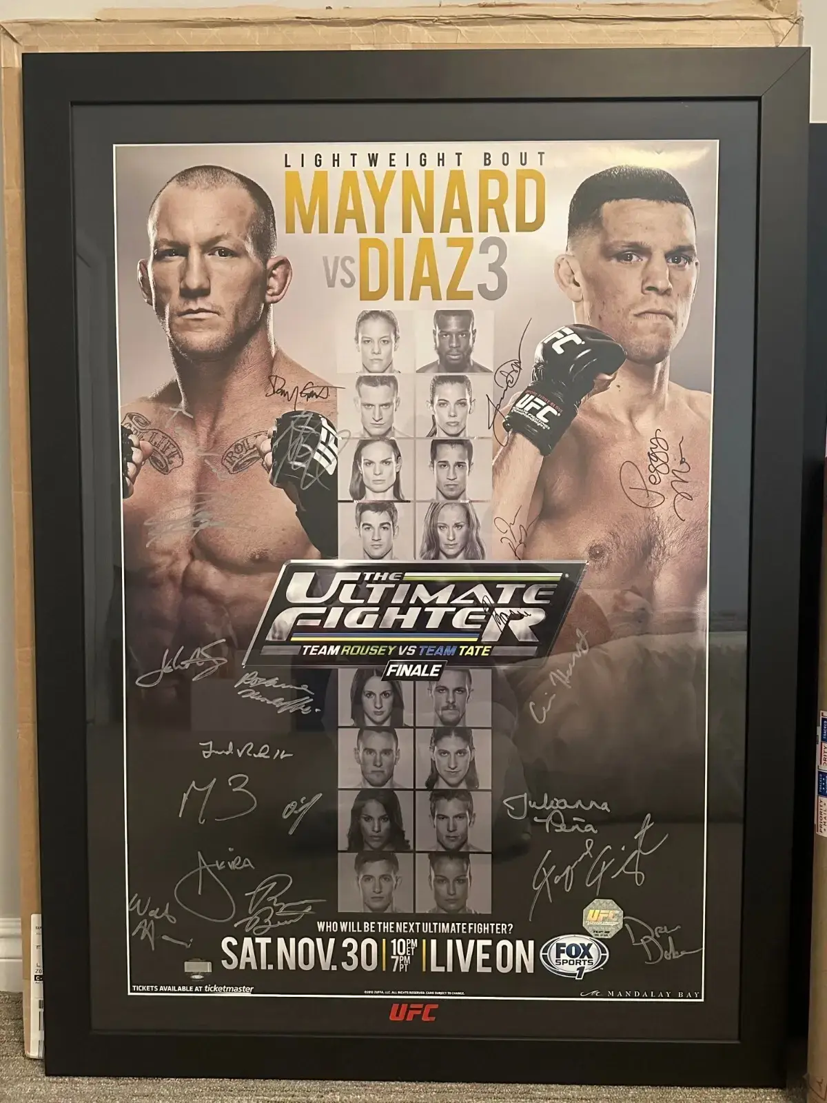 Nate Diaz UFC SBC Ultimate Fighter Finale Poster Rousey Vs Tate #63/125 TUF 18