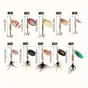 10pcs/box Fishing Lure Spinnerbait with Feathered Treble Hooks Rooster Tail Fishing Lures Spoon Lures for Bass Salmon Trout Spinner