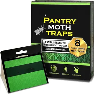 Pantry Moth Traps (8 Pack) with Extra Strength Pheromones | Non-Toxic Sticky Glue Trap for Food and Cupboard Moths in Your Kitchen | Trap & Kill Pantry Pests |