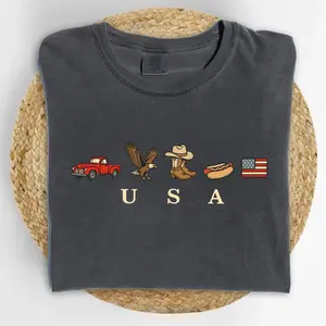 Comfort Colors USA Icons T-shirt – American Flag Tee, 4th of July Graphic Shirt, Country Clothing, Independence Day Outfit
