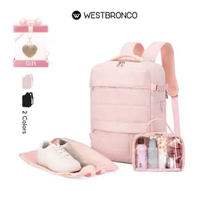 WESTBRONCO Gift Idea Puffer Travel College Backpack,17 inches Laptop Backpack for Road Travel,30L Carry on Backpack for Airplanes with Shoe Bag&Storage Bag for Fall Organized Daypack Gift for her