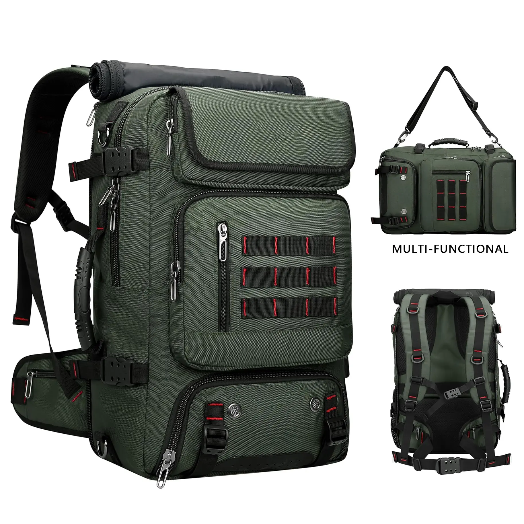 Men's Sporty Chic Travel Backpacks, 20.5 Inch Large Capacity Durable Outdoor Rucksack, Multi Pocket Laptop Bag for Business & EDC Gear, Multi Pocket Backpack, International Travel