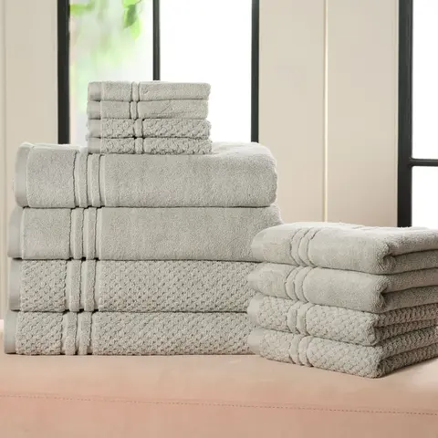 Home Reflections 100% Cotton Solid & Texture 12-pc Towel Set