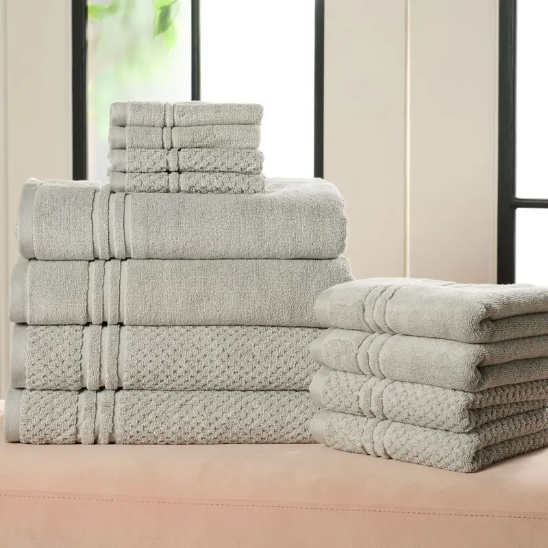 Home Reflections 100% Cotton Solid & Texture 12-pc Towel Set