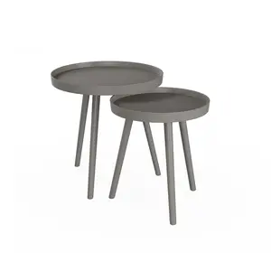Lavish Home 2 Nesting End Tables Round Mid-Century Modern