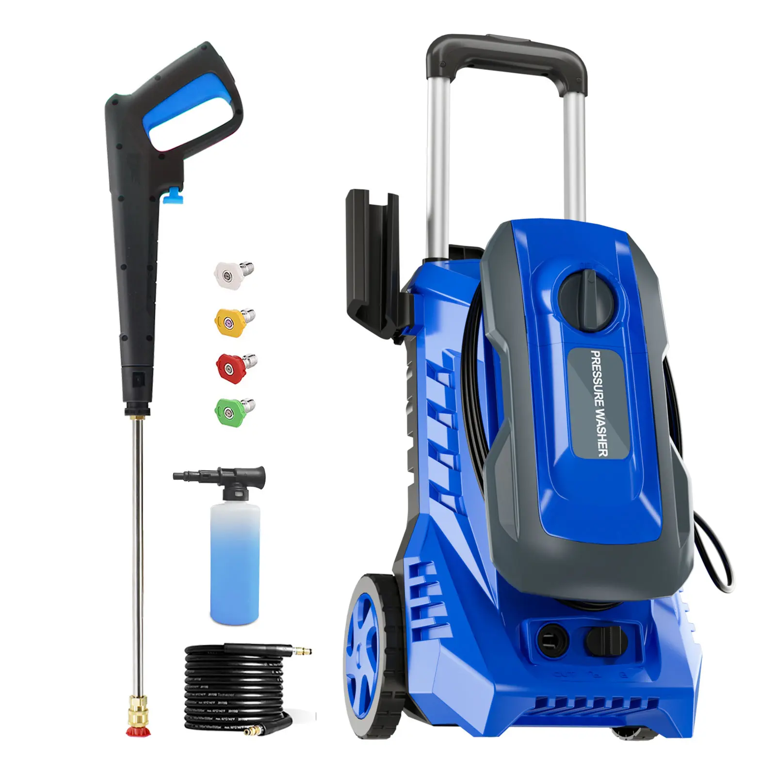 4200 PSI MAX 2.5 GPM All-Purpose Electric Pressure Washer, Home & Outdoor Cleaning Washer with 25FT Long High Pressure Hose, Quick Assembly Design and Full Nozzle Tips Set for Motorcycle, Sidewalk, Pool, Boat, Deck, Yard, Stair, Wall cleaning