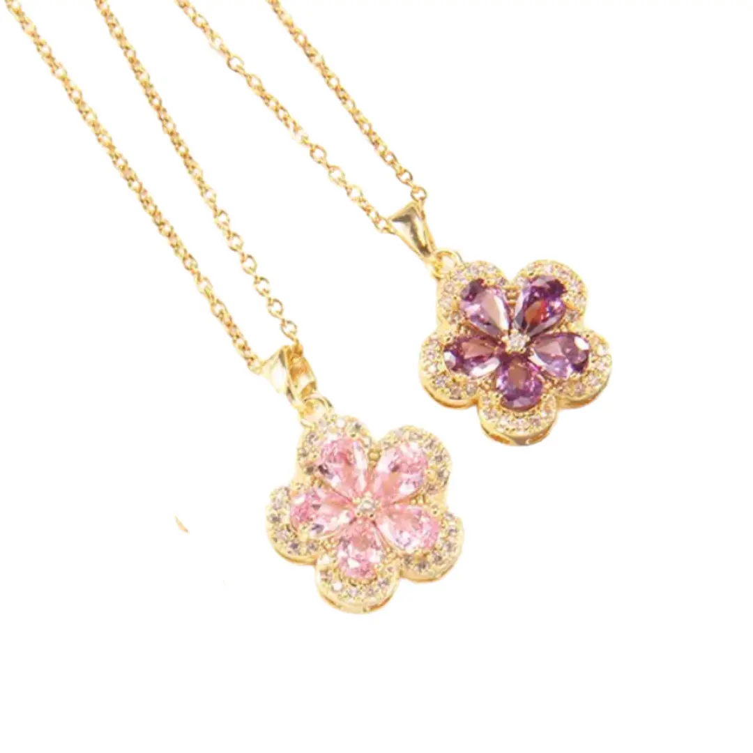 Five Pedal Flower Necklace Stainless Steel Necklace