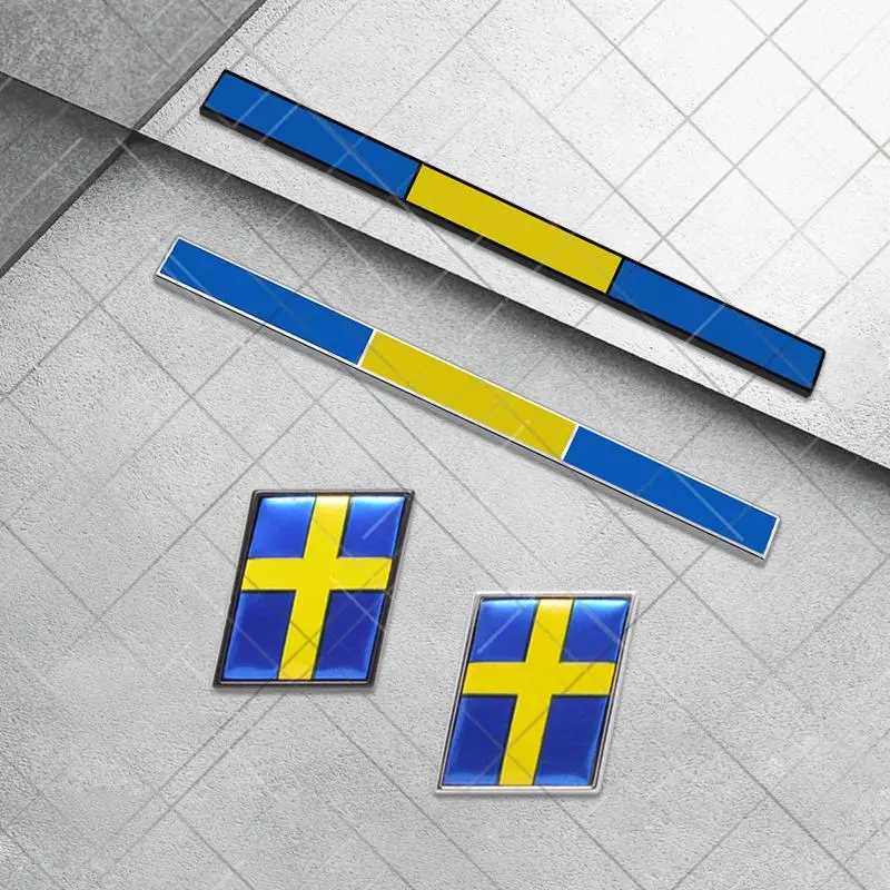 2026 New Metal 3D Swedish Flag Logo Car Styling Rear Trunk Letter Emblem Sticker For Volvo XC90 XC70 V60 XC40 XC60 S40 S60 S80 V40 V50 B5 For your Cars