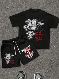 Black "Get Rich" Inspired 2-Piece Outfit | Casual Summer Streetwear Co-Ord