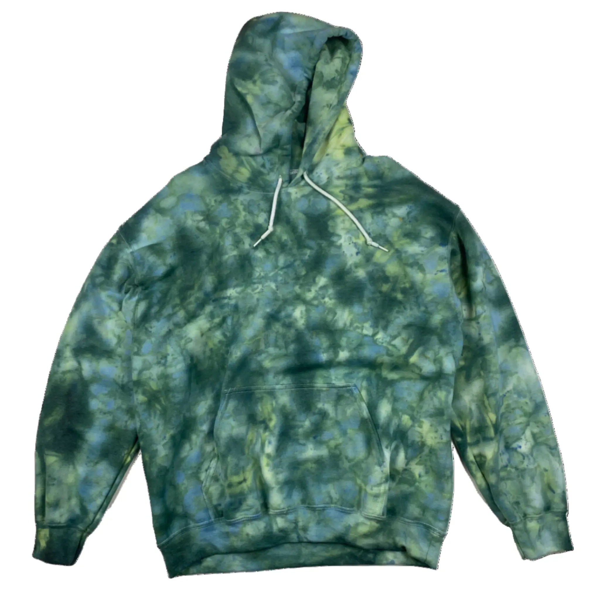 Tie-Dyed Dark and Light Green Hoodie