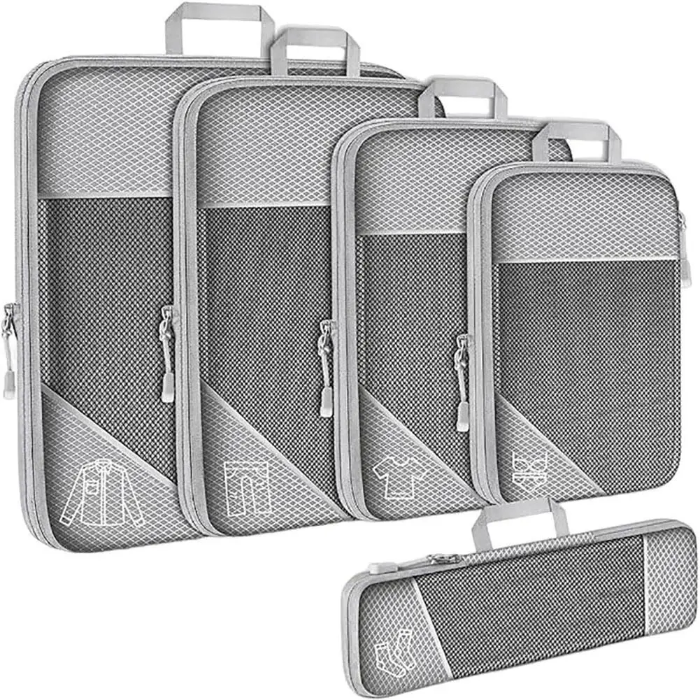 5 Pack Packing Cubes for Travel, Ultralight Suitcase Organizer Bags Set Expandable Luggage Travel Bags with Double Zipper for Carry-on Luggage Suitcase Travel