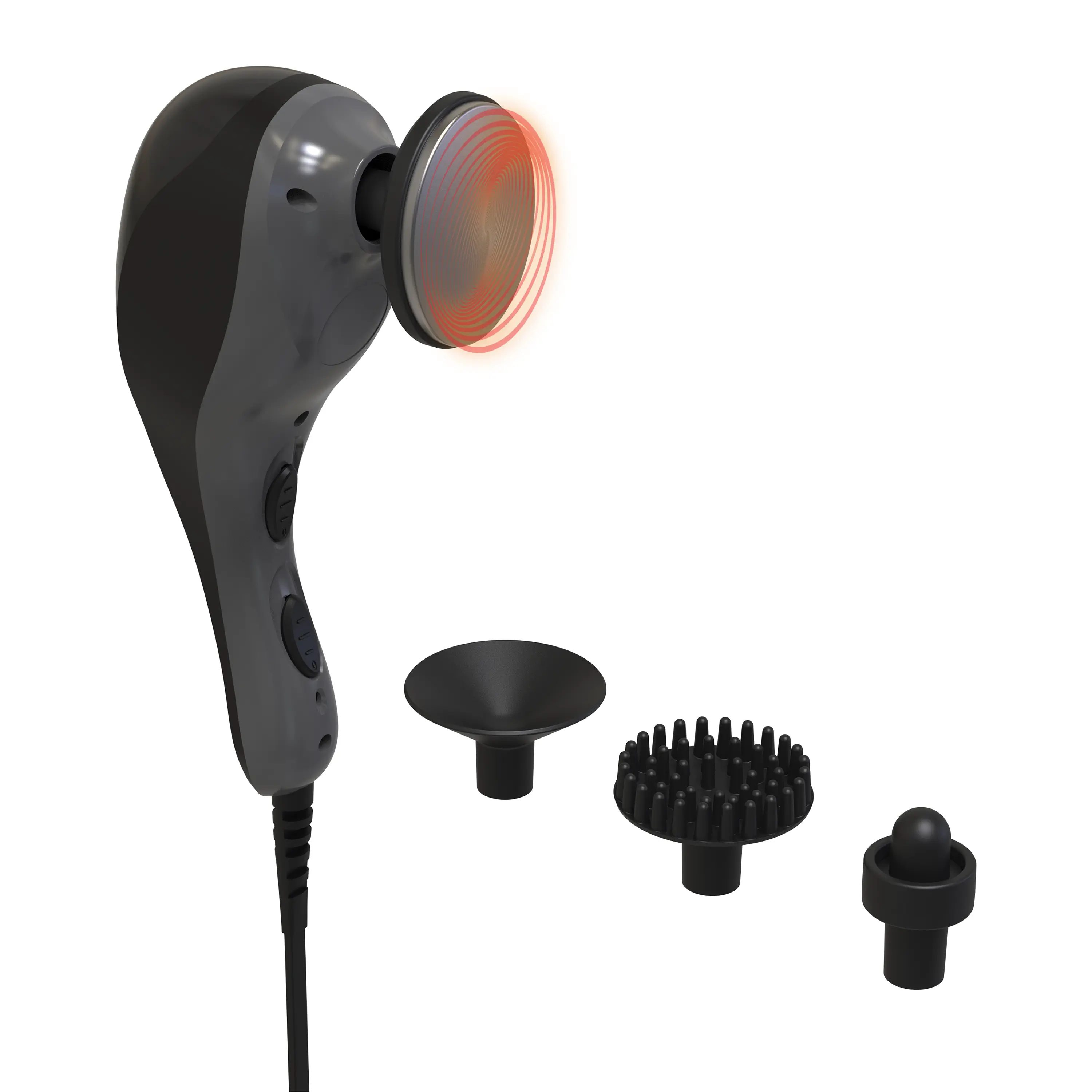 FitRx Heat Therapy Massager - Handheld Massager with Multiple Speeds, Attachments, and Heat Settings