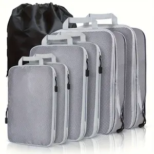 7-Piece Travel Pack Organizing Folders, Lightweight Compression Bag with Shoe Bag, Durable and Waterproof, Ideal for Luggage, Backpack and Travel Accessories