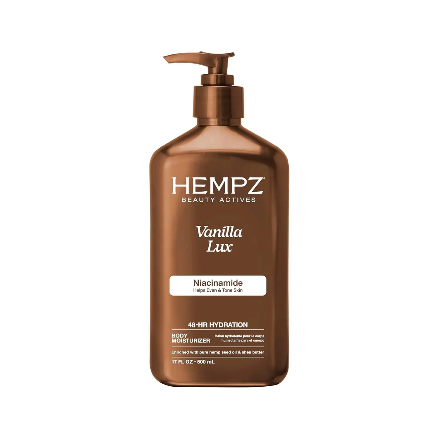Hempz Vanilla Lux Herbal Body Moisturizer 17 oz. New Look | Hemp-derived formula softens and hydrates skin for lasting comfort all day