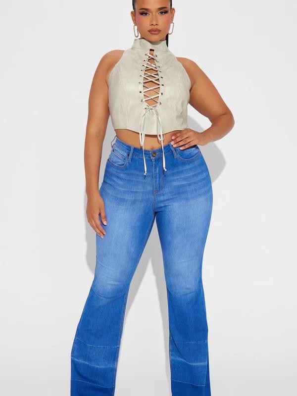 Janis Super Soft Low Rise Flare Jeans - Blue Wash