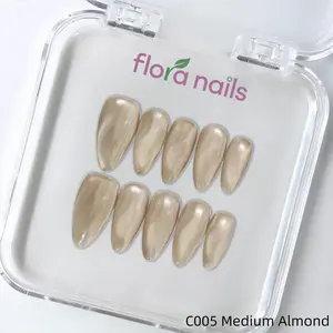 FloraNails | C005 | Medium Almond | Handmade Press-On Nails 10PCS | Acrylic, Reusable, Salon-Quality, Long-Lasting, Glossy Design