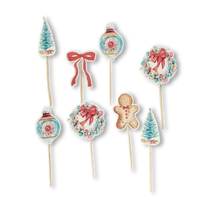 Vintage Christmas Cupcake Toppers (8pcs)