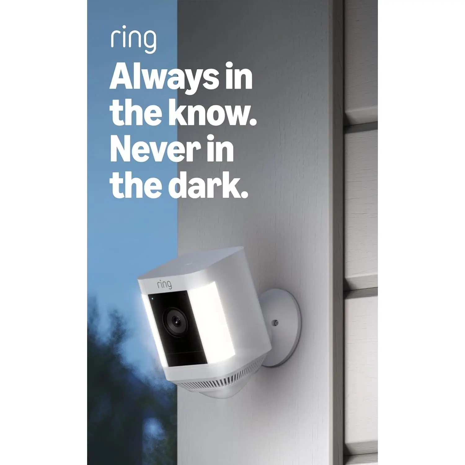 Ring Spotlight Cam Plus, Battery, Home or business security with HD video, Two-Way Talk, Color Night Vision, and Security Siren, White