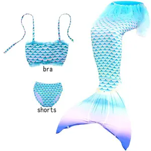 Mermaid costume set, 1 set of mermaid tail, bra and panty set, girls' party supplies, birthday gift party costume, party supplies