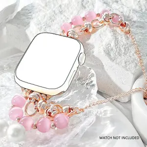 Artificial Crystal Artificial Pearl Bracelet Watch Band, Fashionable Watch Band for Women, Watch Accessories Compatible with Apple Watch Series 6 5 SE, Smart Watch Strap