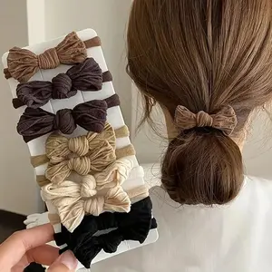 Bohemian-Style Elastic Hair Ties Set, 10-Piece Tribal Prints & Solid Colors, All-Season Everyday Wear, Fashionable Elastic Hair Accessory, Holiday Gift Idea