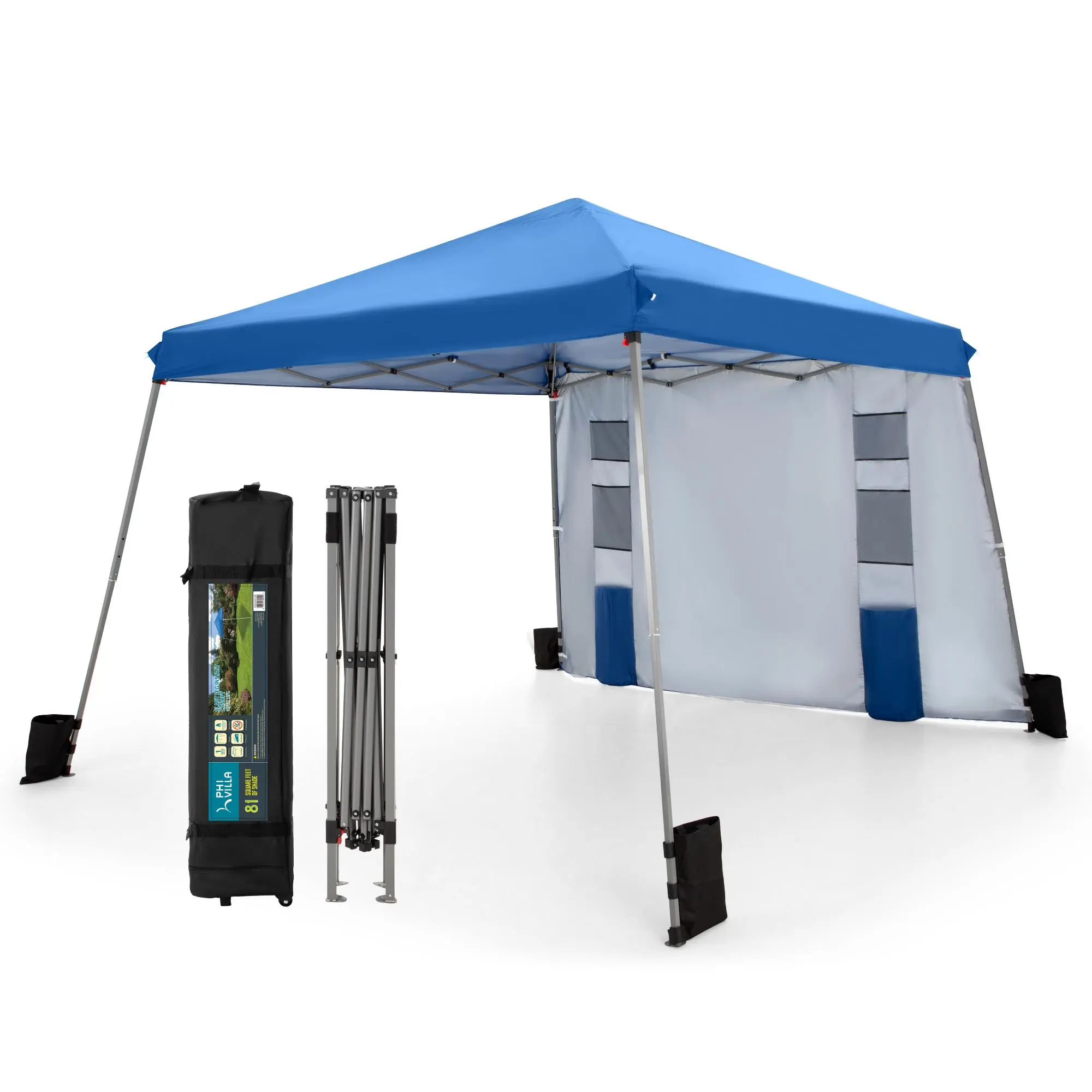 PHIVILLA 12'x12' Slant Leg UV Block Sun Shade Canopy with 3 Position Height Adjustable, 100% Waterproof, High Grade Powder Coated Steel Frame