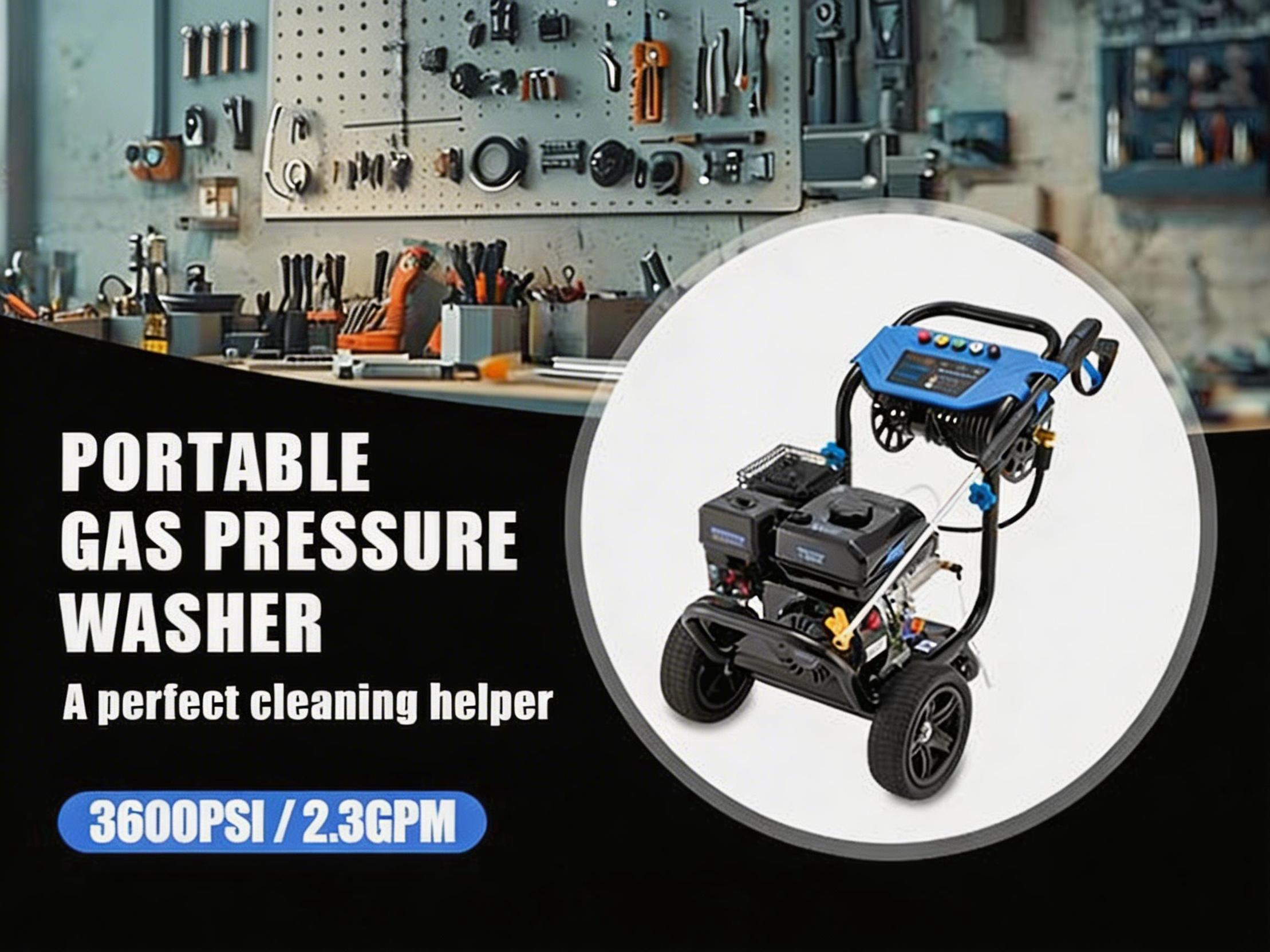 Efurden 3600 PSI Gas Pressure Washer with Hose Reel, 2.3 GPM 212CC Heavy Duty Engine, 30ft High-Pressure Hose & 5 Quick-Connect Nozzles for Garden Cleaning