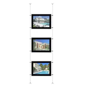 HKSIGN A4 Lanscape LED Backlit Sign Holder for Real Estate Window Hanging Display Decor