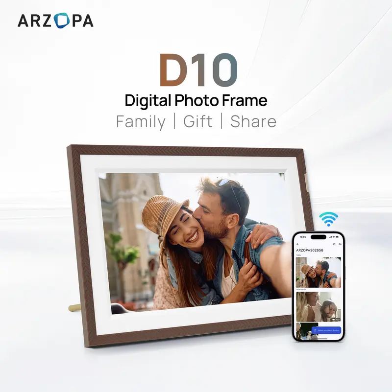ARZOPA Digital Picture Frame 10.1" Gift idea IPS Touch Screen Digital Photo Frame with 32GB Storage Auto-Rotate Easy Setup to Share Photos or Videos