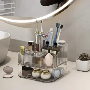 Toothbrush Toothpaste Holder 7 Slots Bathroom Countertop Organizer Makeup Storage with Drawer for Toothbrushes and Toothpaste