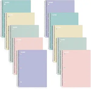 Spiral Notebooks, 1-Subject, 10 Pack, College Ruled Paper, 8" x 10-1/2", 70 Sheets per Notebook,3-Hole Punched Paper, Pink,Purple, Blue, Green, Yellow Spiral Lined Notebooks for School,Work