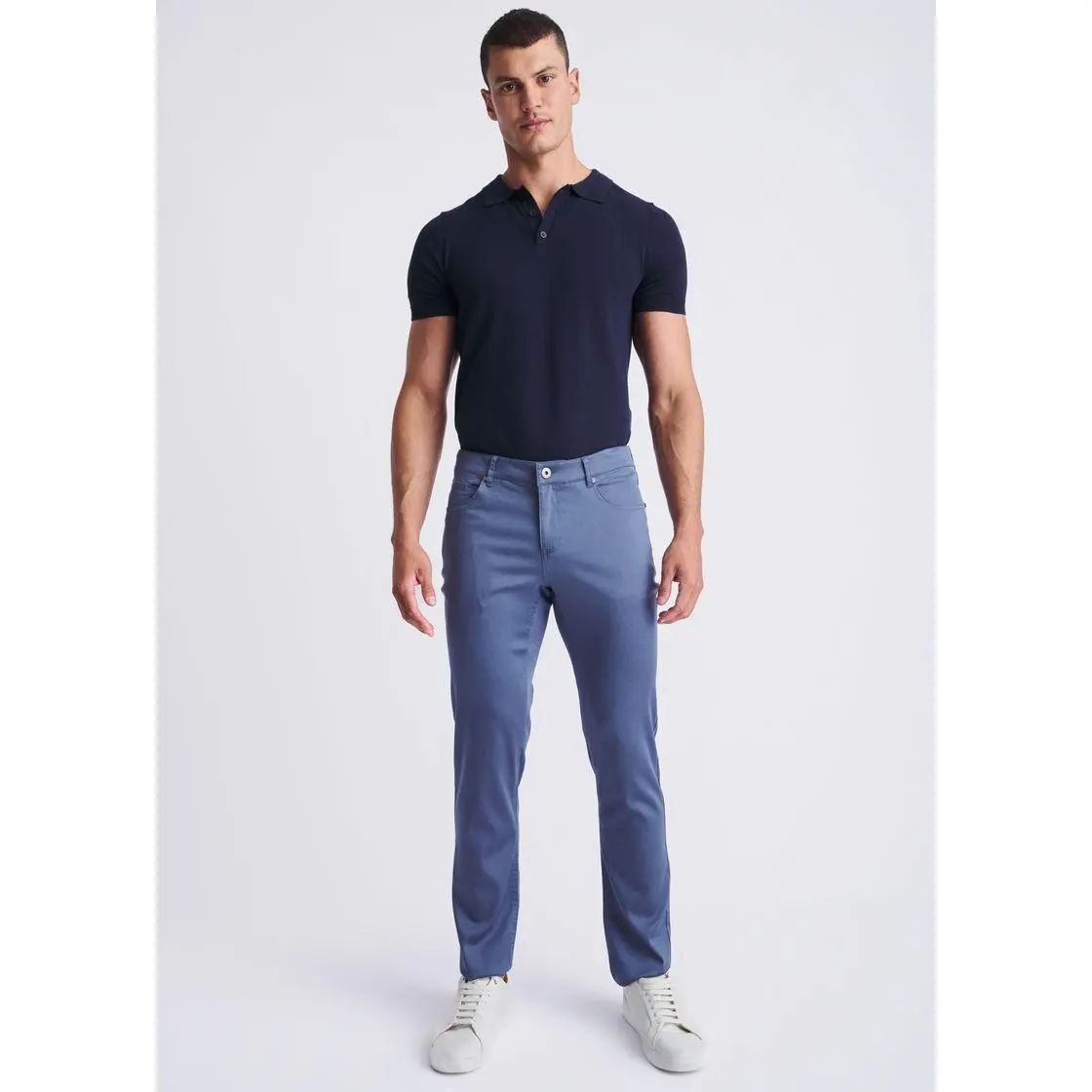 PACIFIC BLUE LIGHTWEIGHT TEXTURED STRETCH WOVEN 5-POCKET JEANS PM-3052