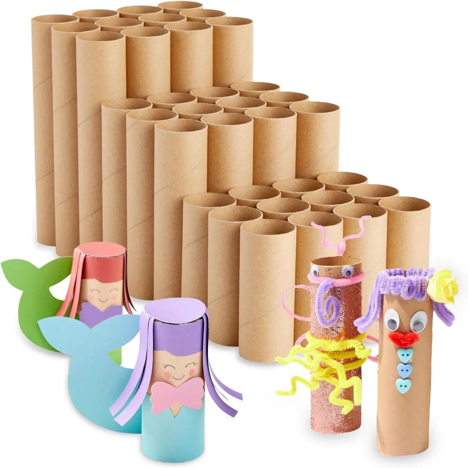 Cardboard Tubes - Toilet Paper Rolls for Crafts & Paper Tubes - Sturdy Project Base & Sculpting Cardboard Rolls for Assorted DIY Art Materials & Supplies - 4, 6 & 8 in, 36-Pack