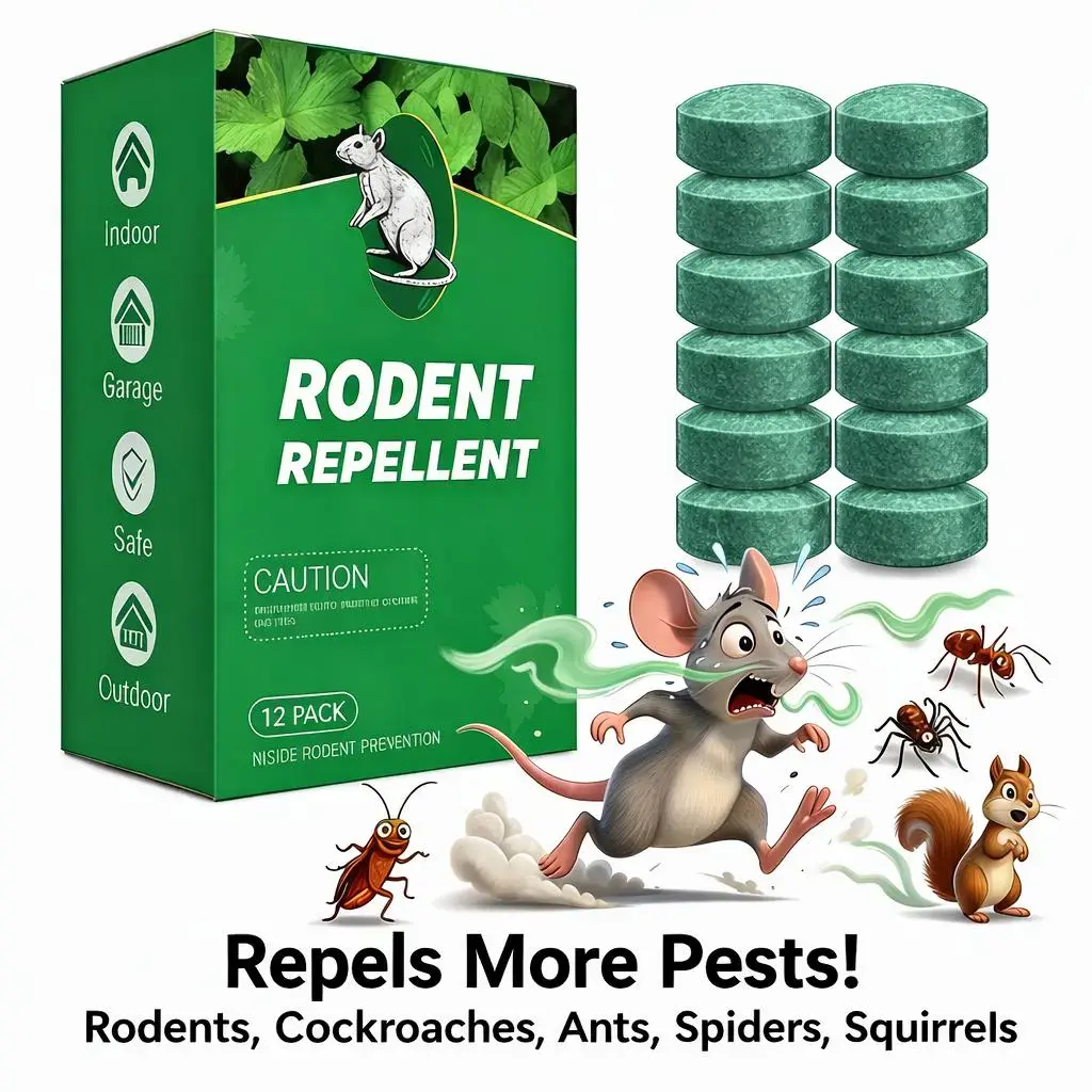 12 Pack Natural Fishing Gear Storage Protector - Rodent & Insect Repellent Tablets for Tackle Boxes, Boat Storage, Garage & Camping, Safe Indoor Outdoor Pest Control