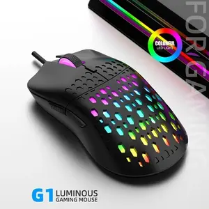 Wired mouse with RGB lighting, multiple adjustable modes, ergonomic design, suitable for laptops and desktops