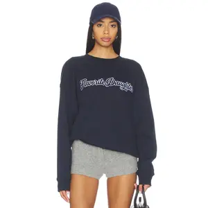 Favorite Daughter The Varsity Embroidered Sweater in Navy & White