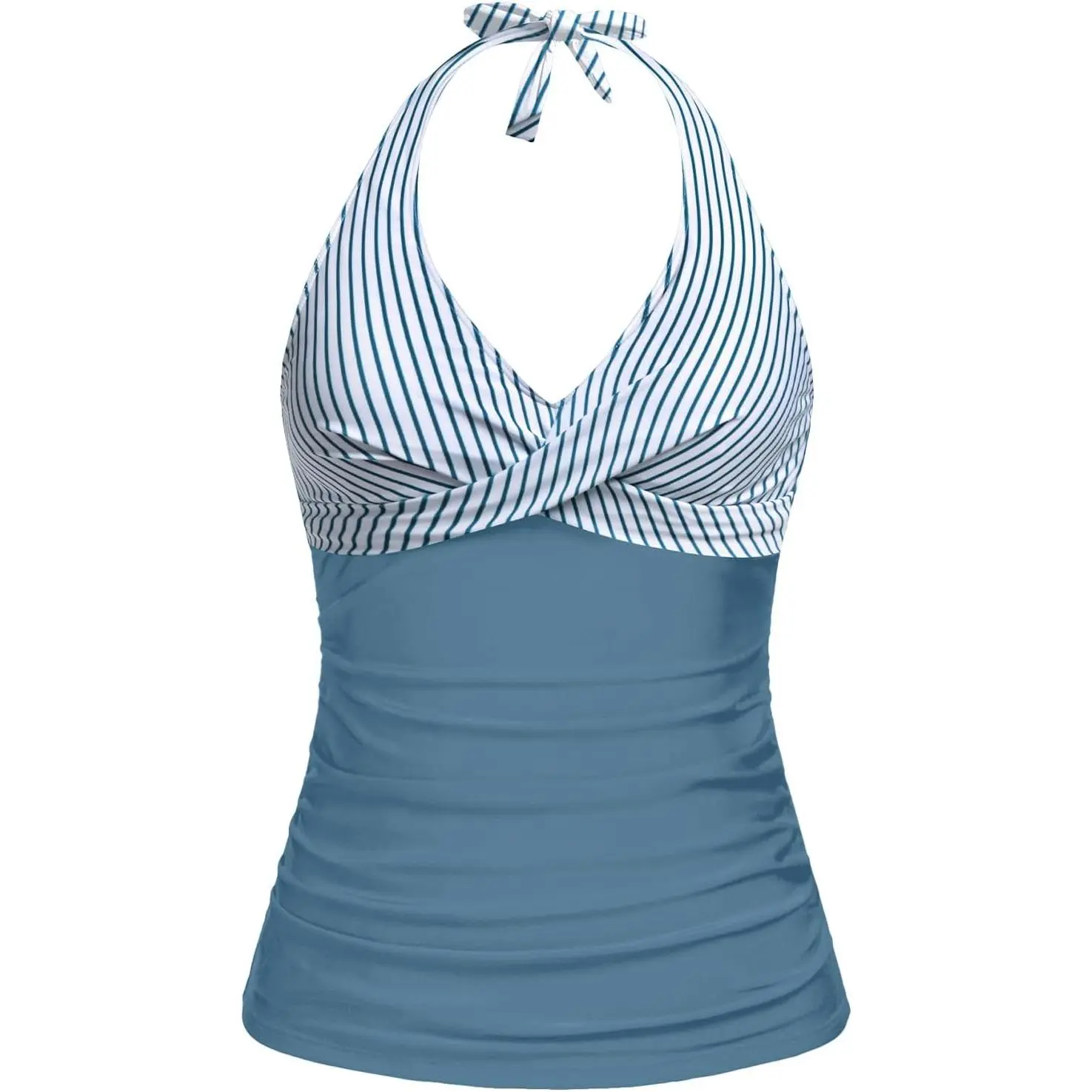 Women’s Halter Tankini Tank Tops - Twist Front V Neck, Tummy Control Bathing Swim Tops Only (No Bottom, Includes Gift)