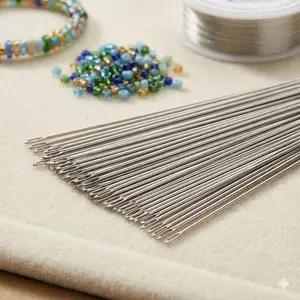 Durable Stainless Steel Beading Needle for Jewelry Making DIY Large Eye Needle Rustproof Anti-Break Bead Stringing Tool Craft Supplies Fine Thick Thread Sewing Handmade Accessories