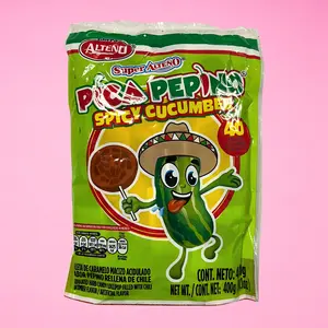 Alteño Pica Pepino, 40-Pack, Cucumber Flavored Chili Powder Coated, Mexican Lollipop Candy, Snack Mexican Candy Dulces Mexicanos Sweet Spicy Sucker Fruit Candies