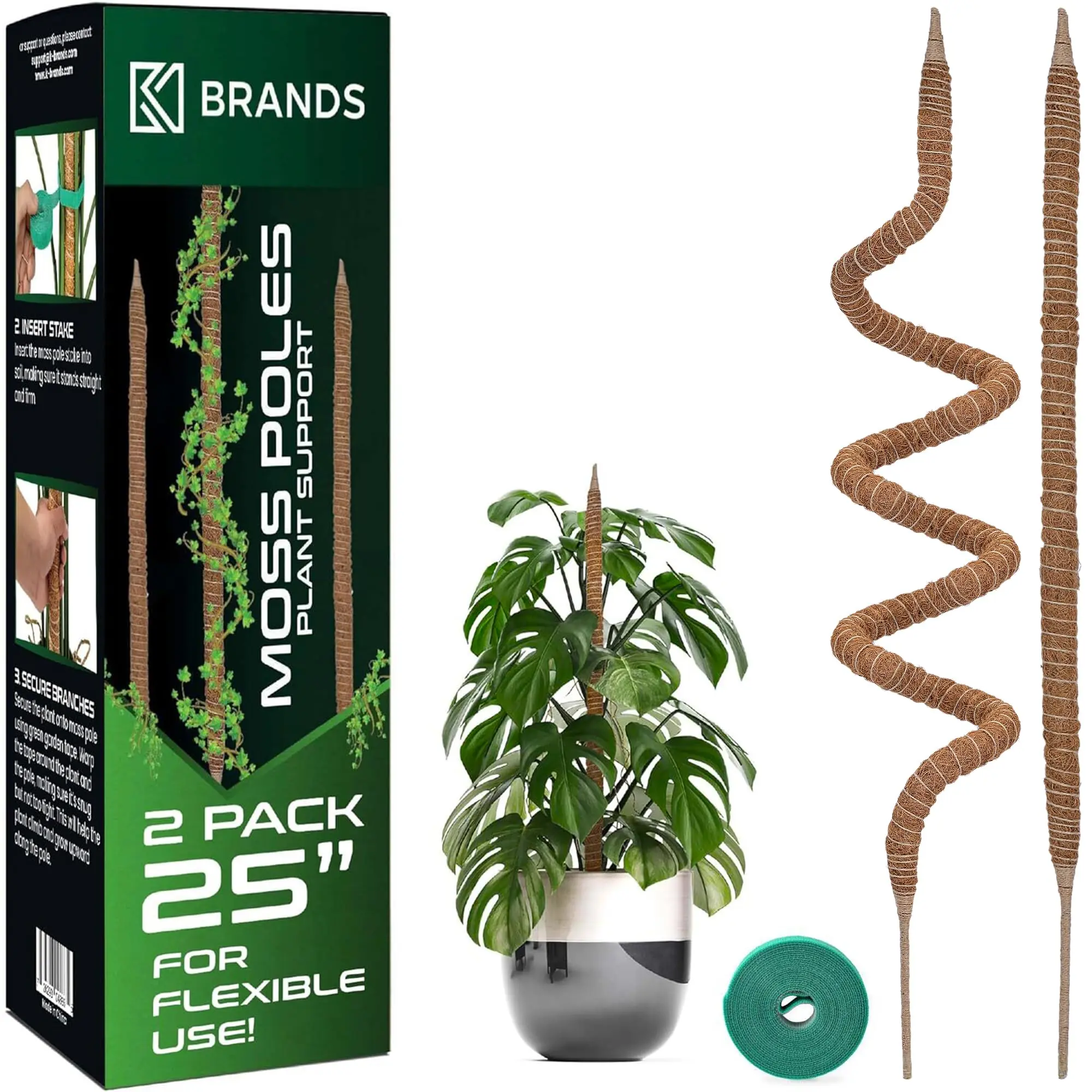 2 Pack 25 Bendable Moss Pole  Monstera & Climbing Plant Support, Indoor  Trellis Plant Stakes for Potted Plants - TikTok Shop