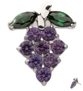 Valiant Grape Amethyst CZ Titanium Threadless Top