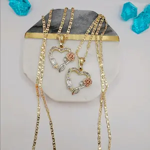 VALENTINE'S DAY heart virgin mary with rose Gold-plated regular style chain 24"inches