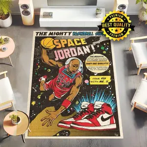 Michael Jordan Basketball Rug, Comic Cover Style NBA Carpet, Non-Slip Indoor Area Rug for Sports Fans, Gift for Basketball Lovers