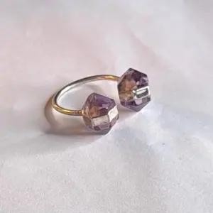 Casual Unisex Female Amethyst Ring, Adjustable-Size Personalized Jewelry Rings for Everyday Stress Relief