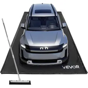 VEVOR Containment Mat, 7 ft 9 in x 16 ft, Non-Slip PVC Garage Floor Mat with a Cleaning Squeegee, Heavy Duty Durable Waterproof Containment Protection from Snow, Rain and Mud for Cars Parking, BlackHoliday gifts