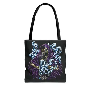 Reaper Shotgun Tote – Gothic Streetwear Canvas Bag